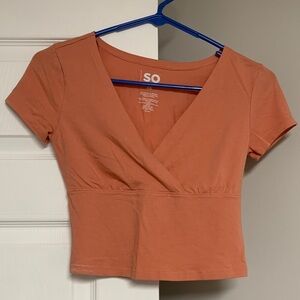 SO Cropped Wrap Top in Rust/Orange Color